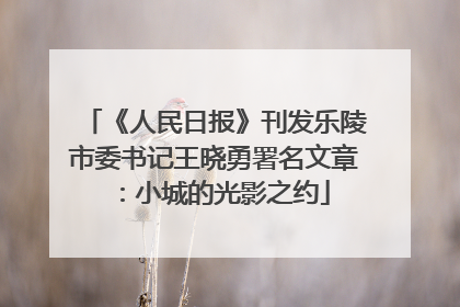 《人民日报》刊发乐陵市委书记王晓勇署名文章：小城的光影之约