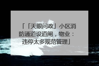 「天眼问政」小区消防通道设道闸，物业：违停太多规范管理