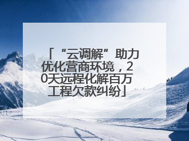 “云调解”助力优化营商环境，20天远程化解百万工程欠款纠纷
