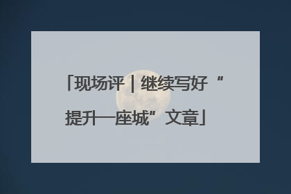 现场评｜继续写好“提升一座城”文章