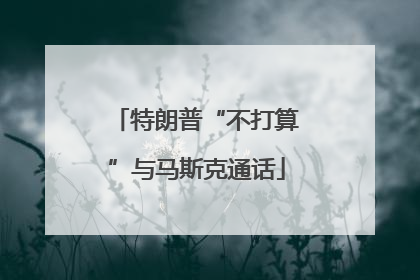特朗普“不打算”与马斯克通话