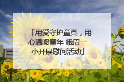 用爱守护童真，用心温暖童年 峨眉一小开展慰问活动