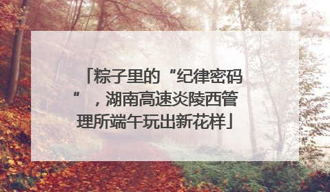 粽子里的“纪律密码”，湖南高速炎陵西管理所端午玩出新花样