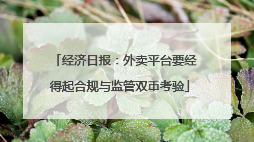经济日报：外卖平台要经得起合规与监管双重考验