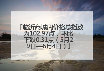 临沂商城周价格总指数为102.97点，环比下跌0.31点（5月29日—6月4日）