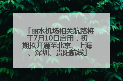 丽水机场相关航路将于7月10日启用，初期拟开通至北京、上海、深圳、贵阳航线