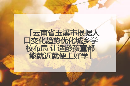 云南省玉溪市根据人口变化趋势优化城乡学校布局 让适龄孩童都能就近就便上好学