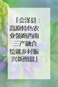 会泽县：高原特色农业领跑西南 三产融合绘就乡村振兴新图景