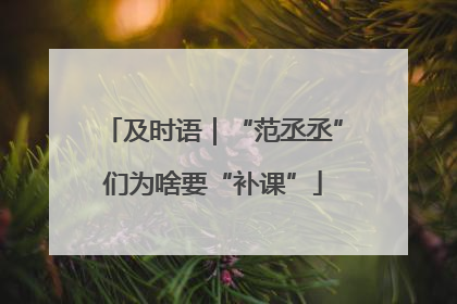 及时语｜“范丞丞”们为啥要“补课”