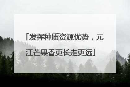 发挥种质资源优势，元江芒果香更长走更远