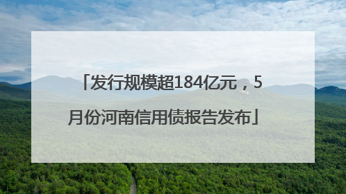 发行规模超184亿元，5月份河南信用债报告发布