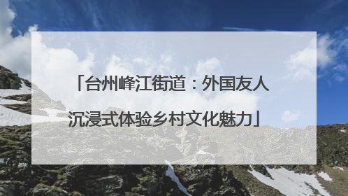 台州峰江街道：外国友人沉浸式体验乡村文化魅力