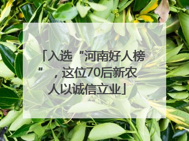 入选“河南好人榜”，这位70后新农人以诚信立业
