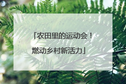 农田里的运动会！燃动乡村新活力