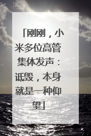 刚刚，小米多位高管集体发声：诋毁，本身就是一种仰望