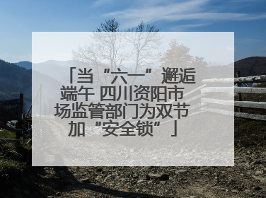 当“六一”邂逅端午 四川资阳市场监管部门为双节加“安全锁”
