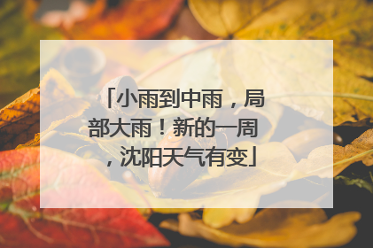 小雨到中雨，局部大雨！新的一周，沈阳天气有变