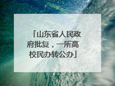 山东省人民政府批复，一所高校民办转公办