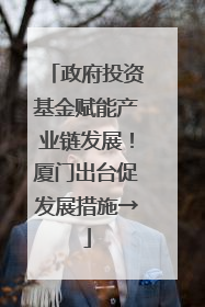 政府投资基金赋能产业链发展！厦门出台促发展措施→