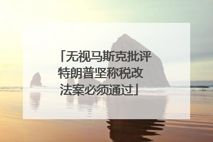 无视马斯克批评 特朗普坚称税改法案必须通过