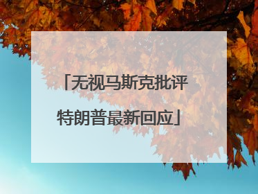 无视马斯克批评 特朗普最新回应