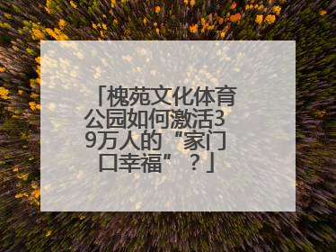 槐苑文化体育公园如何激活39万人的“家门口幸福”？