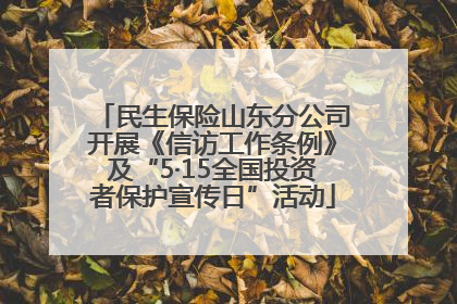 民生保险山东分公司开展《信访工作条例》及“5·15全国投资者保护宣传日”活动