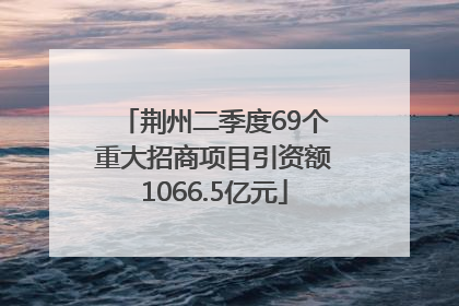 荆州二季度69个重大招商项目引资额1066.5亿元
