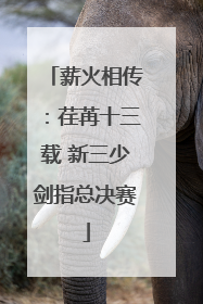 薪火相传：荏苒十三载 新三少剑指总决赛