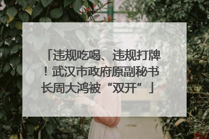 违规吃喝、违规打牌！武汉市政府原副秘书长周大鸿被“双开”
