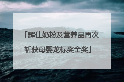 辉仕奶粉及营养品再次斩获母婴龙标奖金奖