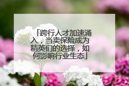 跨行人才加速涌入，当卖保险成为精英们的选择，如何影响行业生态