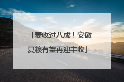 麦收过八成！安徽夏粮有望再迎丰收