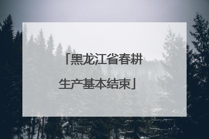 黑龙江省春耕生产基本结束