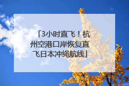 3小时直飞！杭州空港口岸恢复直飞日本冲绳航线