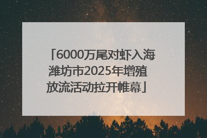 6000万尾对虾入海 潍坊市2025年增殖放流活动拉开帷幕